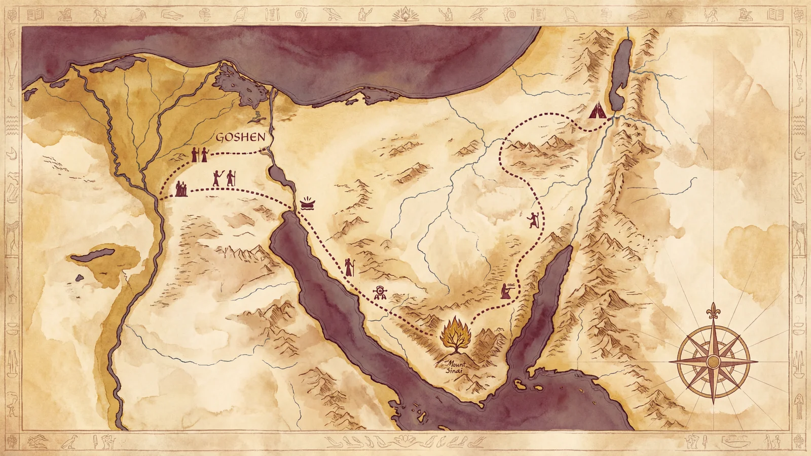 Mapa: El Éxodo: de Egipto a la Tierra Prometida