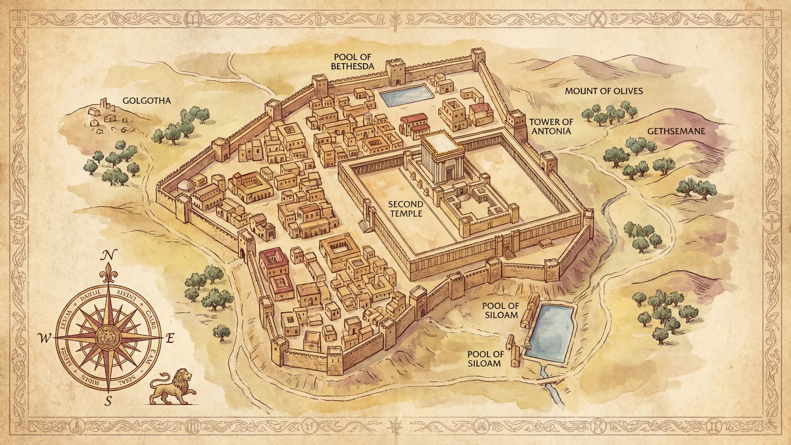 Mapa: Jerusalén en tiempos de Jesús