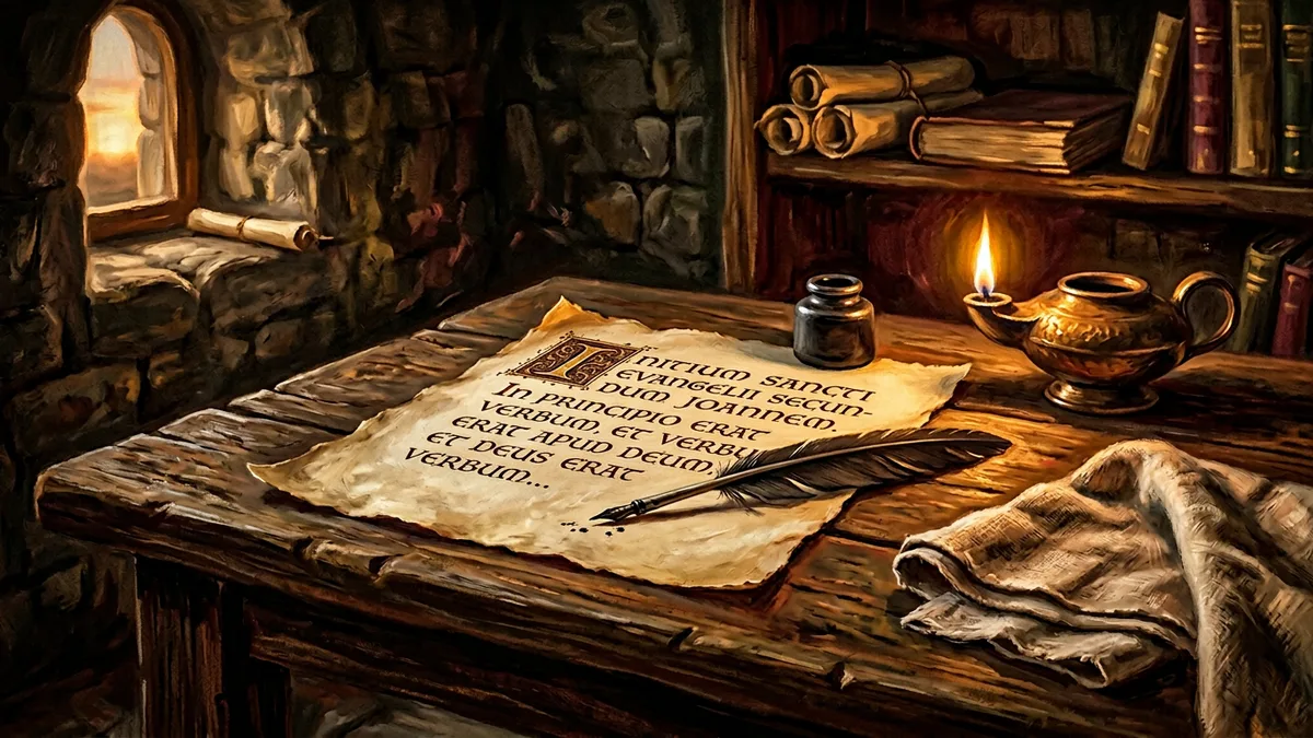 Escena editorial evocando a Juan Marcos (evangelista)