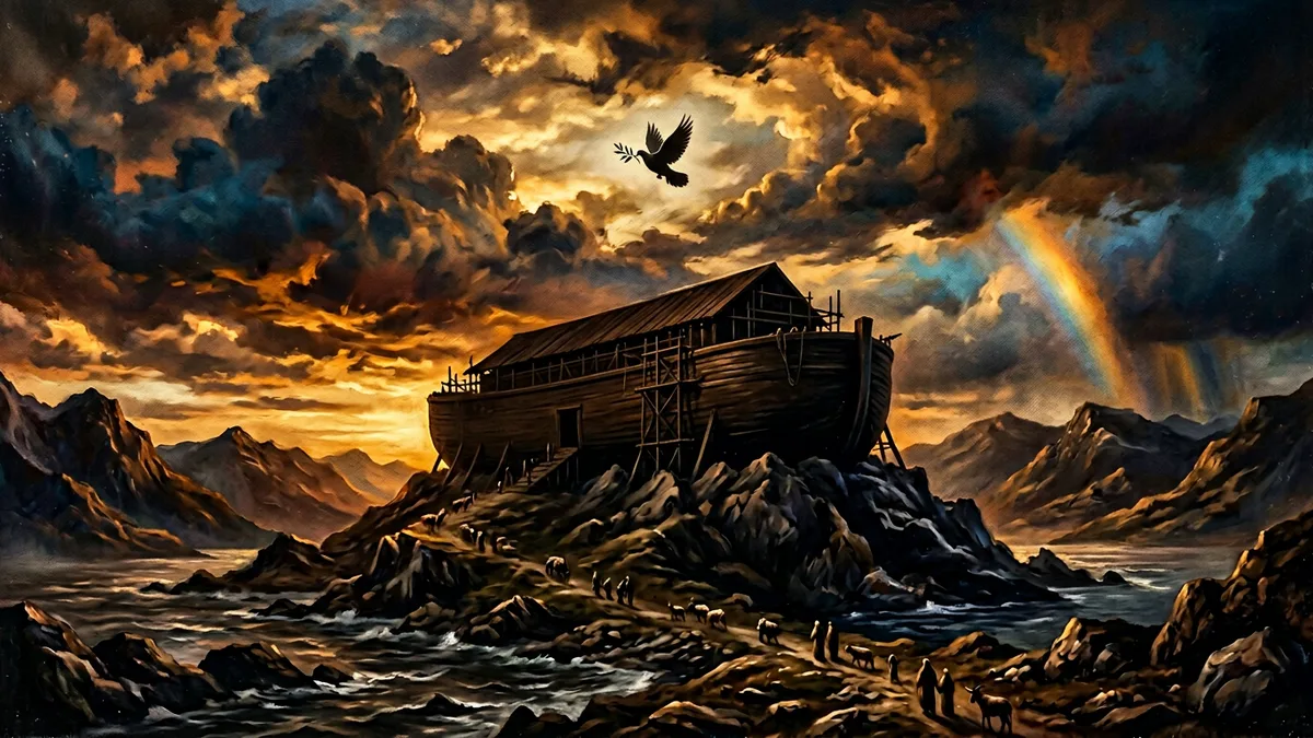 Escena editorial evocando a Noé